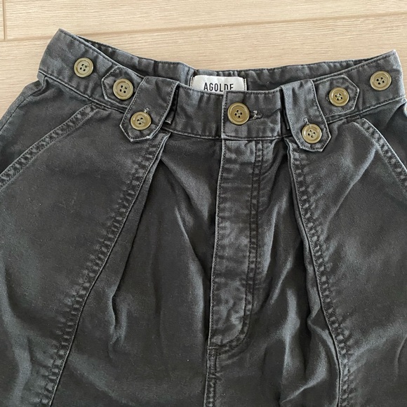 FREE PEOPLE AGOLDE MILA UTILITY CARGO PANTS BALLOON / HIGH WAIST FADED BLACK 25 - Picture 5 of 8